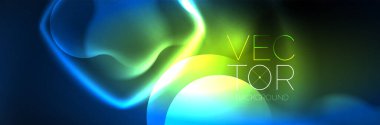 Glowing neon lights abstract shapes composition. Magic energy concept. Template for wallpaper, banner, background or landing