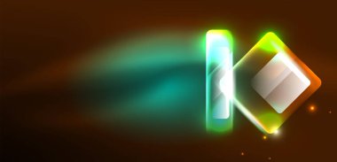 Neon parıldayan tekno çizgiler ve oklar, yüksek teknolojili soyut arkaplan şablonu
