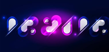 Soyut arkaplan parlayan neon ışıklı geometrik şekiller. Duvar kağıdı, bayrak, arkaplan, kart, kitap illüstrasyonu, iniş sayfası için uzay kozmik ya da sihirli enerji vektör duvar kağıdı