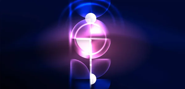 Neon Licht Glühende Kreise Vektor Abstrakten Hintergrund — Stockvektor