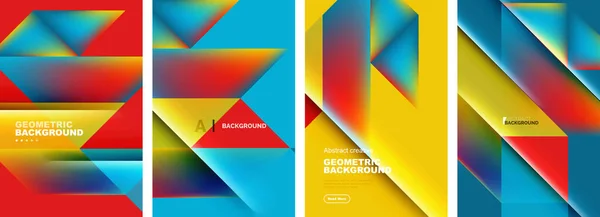 Sada Abstraktních Pozadí Překrývající Trojúhelníky Fluidní Gradienty Designu Kolekce Obalů — Stockový vektor