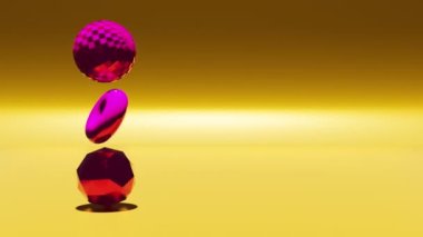Animation wallpaper - rotating glossy ball, torus and sphere. Futuristic scene with 3d geometric form background. Motion graphics seamless looping video
