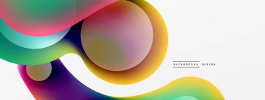 Fluid abstract background, round shapes and circle flowing design for wallpaper, banner, background or landing