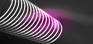 Neon lazer hatları, daire dalgaları soyut arkaplan. Neon ışığı ya da lazer gösterisi, elektrik akımı, güç hatları, tekno kuantum enerji dürtüsü, parlayan sihirli dinamik çizgiler.