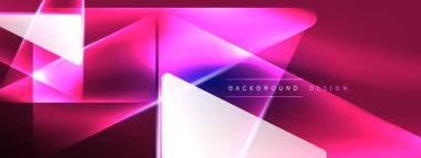 Geometrik arkaplanı hackleyen neon ışıkları, sanal gerçeklik veya yapay zeka konsepti, duvar kağıdı, pankart, sunum, arkaplan için siber punk geometrik şablon