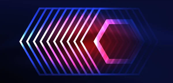 Hexagon Abstracte Achtergrond Techno Gloeiende Neon Zeshoek Vormen Vector Illustratie — Stockvector