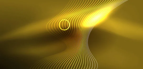Неоновые Линии Волны Абстрактного Фона Техно Светящиеся Неоновые Фигуры Векторные — стоковый вектор