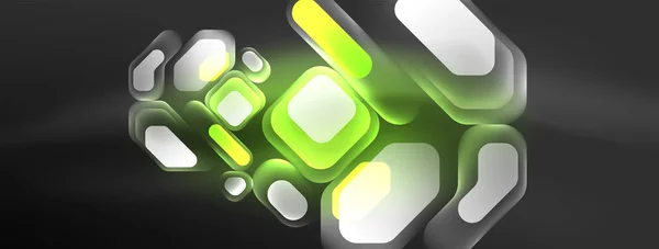 Illuminante Neon Elementi Geometrici Sfondo Astratto Spettacolo Luce Neon Laser — Vettoriale Stock