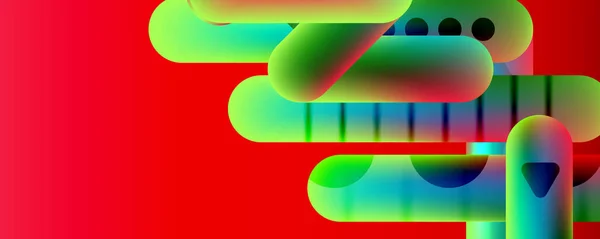 流体勾配抽象的な背景を持つ丸みのある形状とライン バナー リーフレット カタログ カバー チラシのベクトルイラスト — ストックベクタ