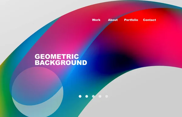 Landing Page Abstract Liquid Background Flowing Shapes Design Circle Web — Vetor de Stock