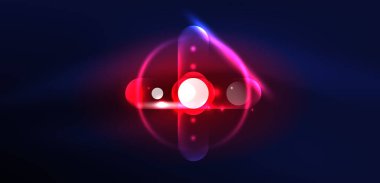 Soyut parlak neon ışıklı tekno daireler arka planı
