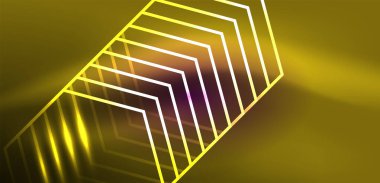 Soyut arka plan tekno neon altıgenleri. Duvar kağıdı, afiş, arkaplan, iniş sayfası, duvar resimleri, davetiye, baskılar, posterler için yüksek teknoloji vektör ilüstrasyonuName