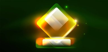 Neon parıldayan tekno çizgiler ve oklar, yüksek teknolojili soyut arkaplan şablonu