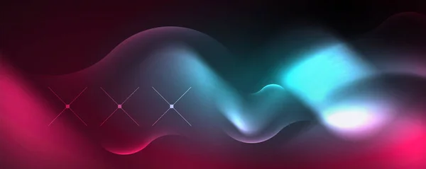 Neon Glowing Waves Magic Energy Space Light Concept Abstract Background — Image vectorielle