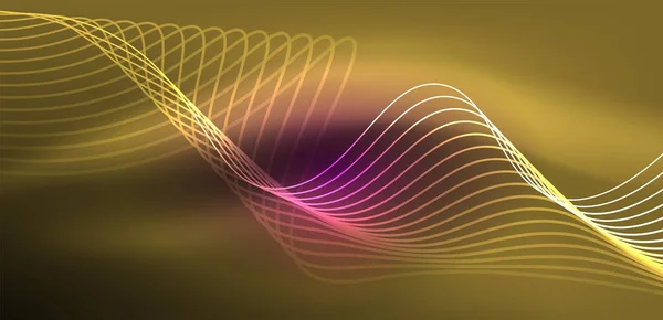 Блискуча Сяюча Неонова Хвиля Неонове Світло Або Лазерне Шоу Електричний — стоковий вектор