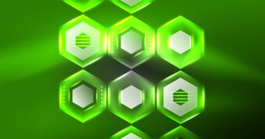 Neon altıgen arka plan. Duvar kağıdı, afiş, arkaplan, iniş sayfası, duvar resimleri, davetiyeler, posterler için yüksek teknoloji tasarımı