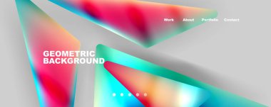 Bright colorful triangular shapes abstract background with fluid color effect. Glass, light and shadow effects. Illustration For Wallpaper, Banner, Background, Card, Book Illustration, landing page