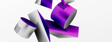 Metalik 3d şekil vektör geometrik arkaplan. Duvar kağıdı, afiş, arkaplan veya iniş için moda tekno iş şablonu