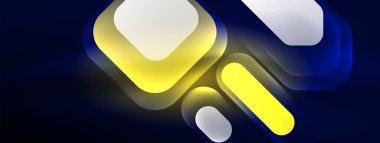 Parlayan neon geometrik elementler soyut arkaplan. Neon ışığı ya da lazer gösterisi, elektrik akımı, güç hatları, tekno kuantum enerji dürtüsü, parlayan sihirli dinamik çizgiler.