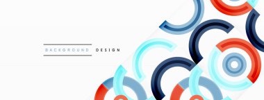 Çemberler, ızgara desenli soyut bir arka planda düzenlenir ve çeşitli renklerin gölgeleri de dahil olmak üzere farklı renk aralıklarına sahiptir. Duvar kağıdı, afiş, sunum, arkaplan şablonu