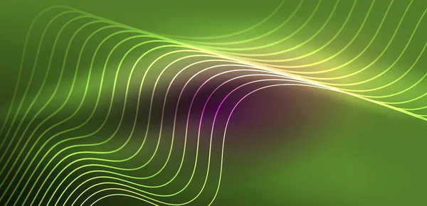 Glanzend Gloeiende Neon Golf Neon Licht Laser Show Elektrische Impuls — Stockvector