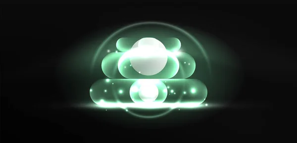 Абстрактне Сяюче Неонове Світло Техно Круги Фон — стоковий вектор