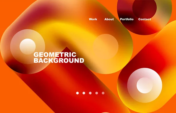 Website Landing Page Abstract Geometric Background Circles Shapes Web Page — Archivo Imágenes Vectoriales