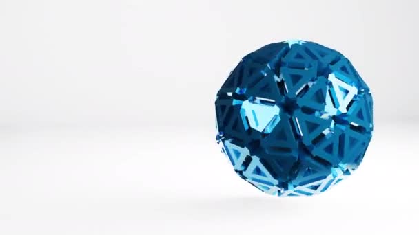 スリークと現代の3D球は ガラス光沢のある表面を回転させます アブストラクトモーショングラフィックスアニメーション — ストック動画