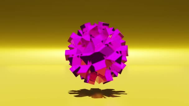 Sférická Animace Techno Low Poly Ball Tvar Molekuly — Stock video