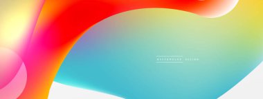 Fluid abstract background. Liquid color gradients composition. Round shapes and circle flowing design for wallpaper, banner, background or landing