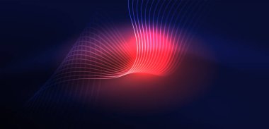 Soyut arkaplan neon dalgası. Duvar kağıdı, afiş, arkaplan, iniş sayfası, duvar resimleri, davetiyeler, posterler için yüksek teknoloji tasarımı