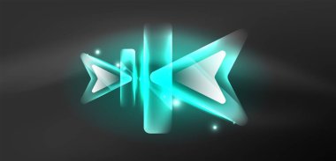 Neon parıldayan tekno çizgiler ve oklar, yüksek teknolojili soyut arkaplan şablonu