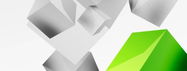 3d küp vektör soyut arkaplan. 3d kare şeklindeki temel geometrik elementlerin bileşimi. Duvar kağıdı, afiş, arkaplan veya iniş için moda tekno iş şablonu