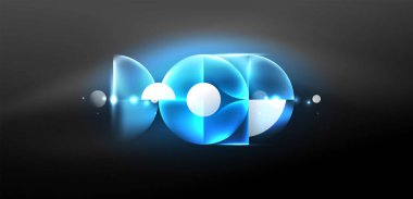 Soyut arka plan mavi parlak neon renkli yuvarlak elementler ve daireler. Duvar kağıdı, bayrak, arkaplan, kart, kitap illüstrasyonu, iniş sayfası için tekno fütüristik vektör ilülasyonu