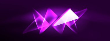 Geometrik arkaplanı hackleyen neon ışıkları, sanal gerçeklik veya yapay zeka konsepti, duvar kağıdı, pankart, sunum, arkaplan için siber punk geometrik şablon