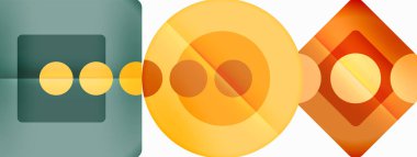 Trendy minimal geometric abstract background. Triangles, squares and circles bright colors backdrop. Vector Illustration For Wallpaper, Banner, Background, Card, Book Illustration, landing page