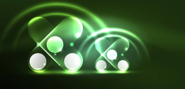 Soyut parlak neon ışıklı tekno daireler arka planı