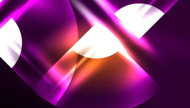 Soyut arka plan vektörü neon parlayan geometrik elementler. Duvar kağıdı, afiş, arkaplan, iniş sayfası, duvar resimleri, davetiyeler, posterler için yüksek teknoloji tasarımı