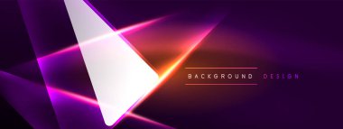 Geometrik arkaplanı hackleyen neon ışıkları, sanal gerçeklik veya yapay zeka konsepti, duvar kağıdı, pankart, sunum, arkaplan için siber punk geometrik şablon