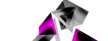 Üçgen soyut arkaplan. 3D vektör temel biçim teknolojisi veya iş konsepti bileşimi. Duvar kağıdı, afiş, arkaplan veya iniş için moda tekno iş şablonu