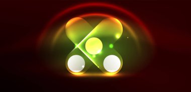 Soyut parlak neon ışıklı tekno daireler arka planı