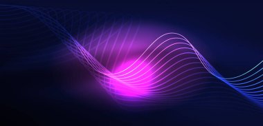 Soyut arkaplan neon dalgası. Duvar kağıdı, afiş, arkaplan, iniş sayfası, duvar resimleri, davetiyeler, posterler için yüksek teknoloji tasarımı