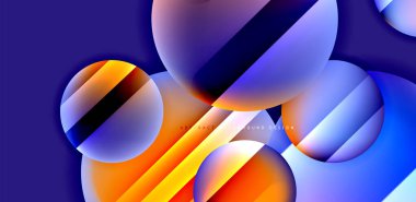 Aydınlık ve gölge efektli parlak ve parlak daireler, geometrik vektör soyut arkaplan