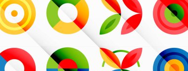 Canlı ve göz alıcı vektör arkaplanı, modern ve moda tasarımlar için mükemmel düzenlenmiş renkli çemberlerden oluşan bir şebeke içeriyor.