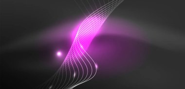 Soyut arkaplan neon dalgası. Duvar kağıdı, afiş, arkaplan, iniş sayfası, duvar resimleri, davetiyeler, posterler için yüksek teknoloji tasarımı