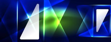 Geometrik arkaplanı hackleyen neon ışıkları, sanal gerçeklik veya yapay zeka konsepti, duvar kağıdı, pankart, sunum, arkaplan için siber punk geometrik şablon