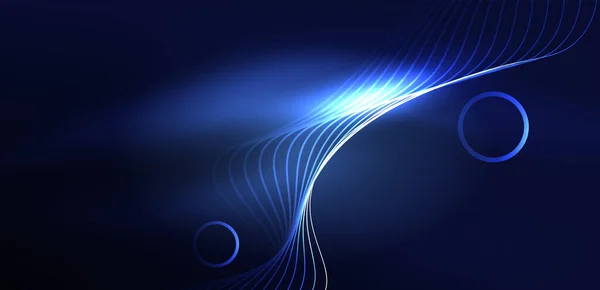 ネオンレーザーライン 円波抽象的な背景 ネオンライトやレーザーショー 電気インパルス パワーライン テクノ量子エネルギーインパルス 魔法の輝くダイナミックライン — ストックベクタ