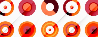 Canlı ve göz alıcı vektör arkaplanı, modern ve moda tasarımlar için mükemmel düzenlenmiş renkli çemberlerden oluşan bir şebeke içeriyor.