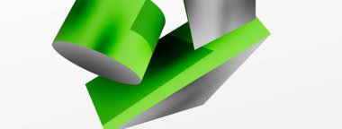 Metalik 3d şekil vektör geometrik arkaplan. Duvar kağıdı, afiş, arkaplan veya iniş için moda tekno iş şablonu