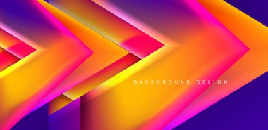 Örtüler, şablonlar, el ilanları, broşürler, afişler için üstüste binen üçgenler ve sıvı gradyanlarla soyut fırın
